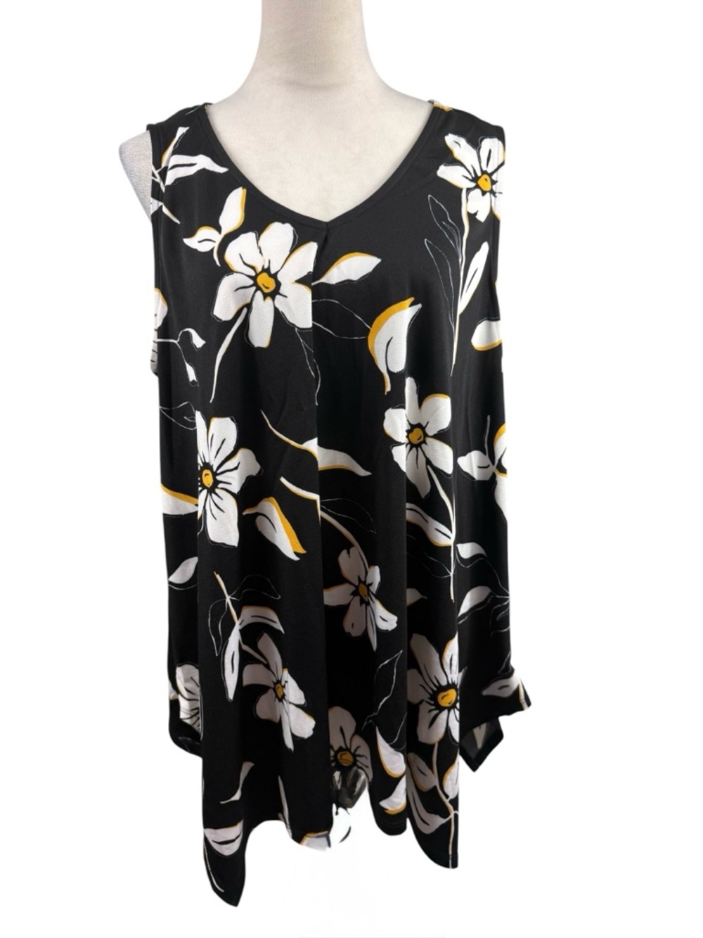 Jules & Leopold Black Tunic with White and Yellow Floral print size 1X - Picture 2 of 9